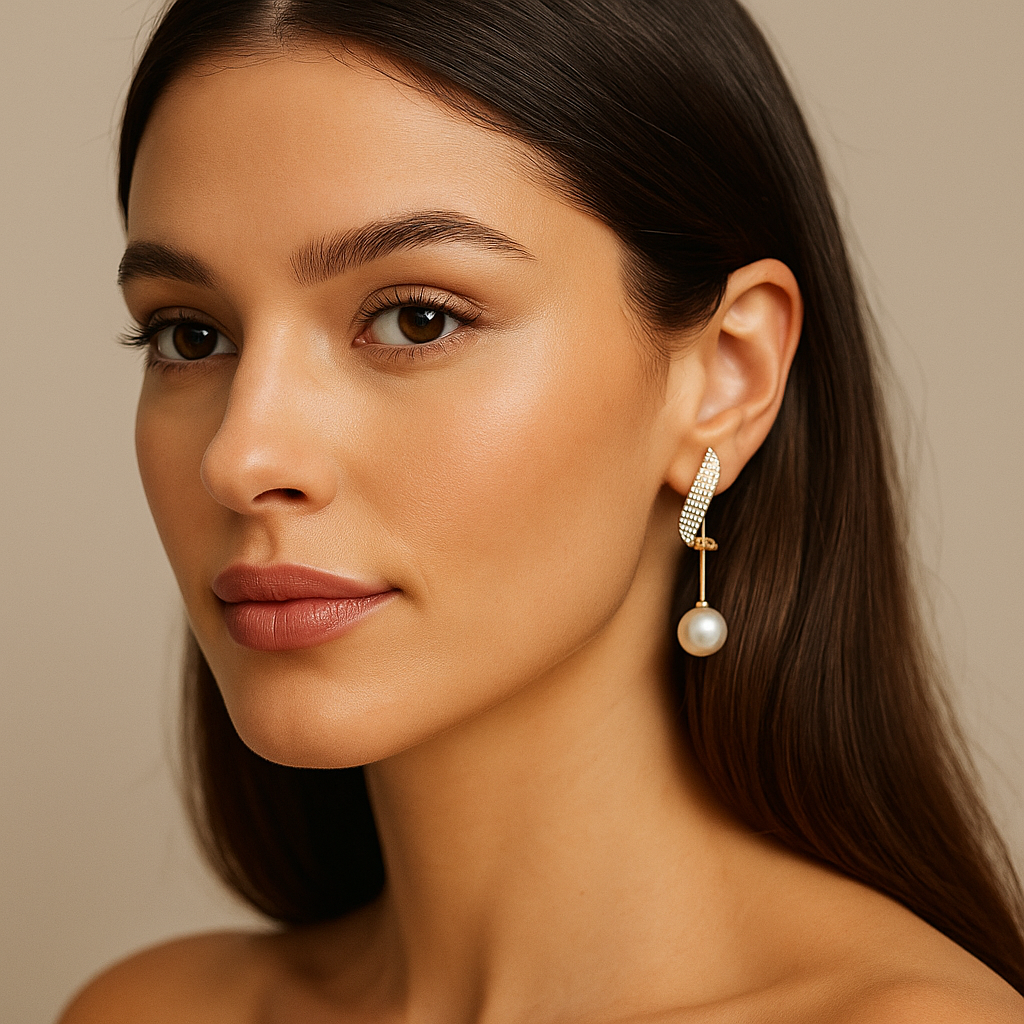 Korean Tassel Crystal Earrings – Elegant Water Drop Pearl Design