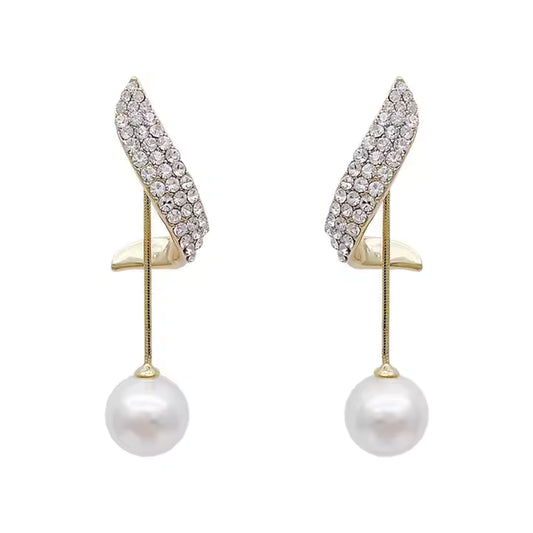 Korean Tassel Crystal Earrings – Elegant Water Drop Pearl Design