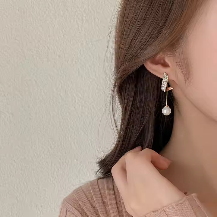 Korean Tassel Crystal Earrings – Elegant Water Drop Pearl Design