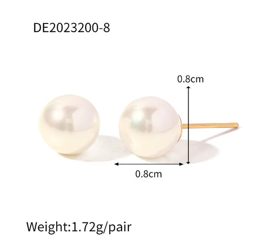 Vintage Gold Plated Pearl Stud Earrings – Tarnish-Free & Hypoallergenic