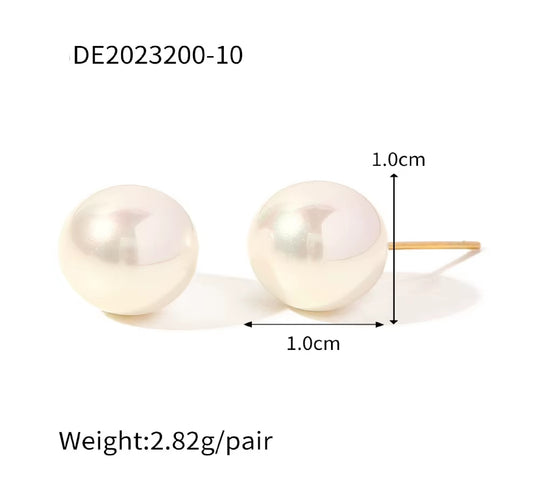 Vintage Gold Plated Pearl Stud Earrings – Tarnish-Free & Hypoallergenic