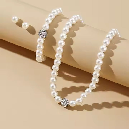 3-Piece Imitation Pearl Jewelry Set – Necklace, Earrings & Bracele
