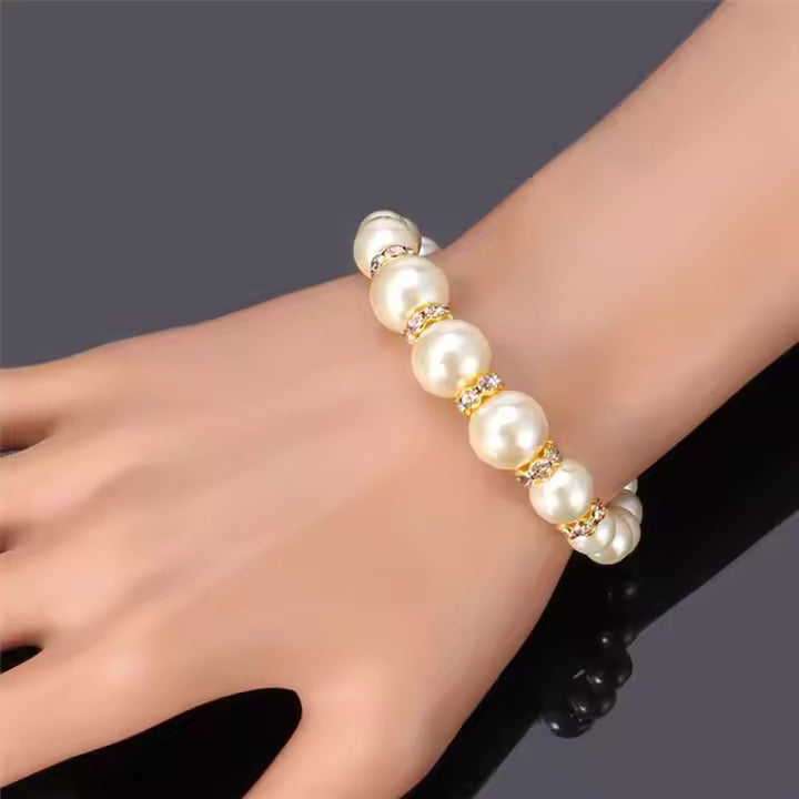3-Piece Imitation Fireball Pearl Jewelry Set – Necklace, Bracelet & Studs