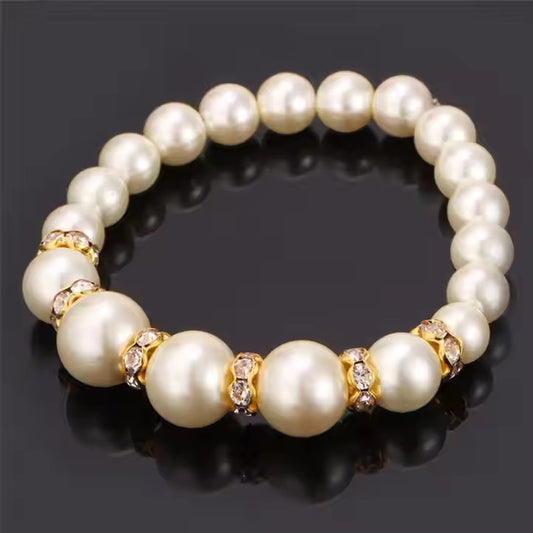 3-Piece Imitation Fireball Pearl Jewelry Set – Necklace, Bracelet & Studs